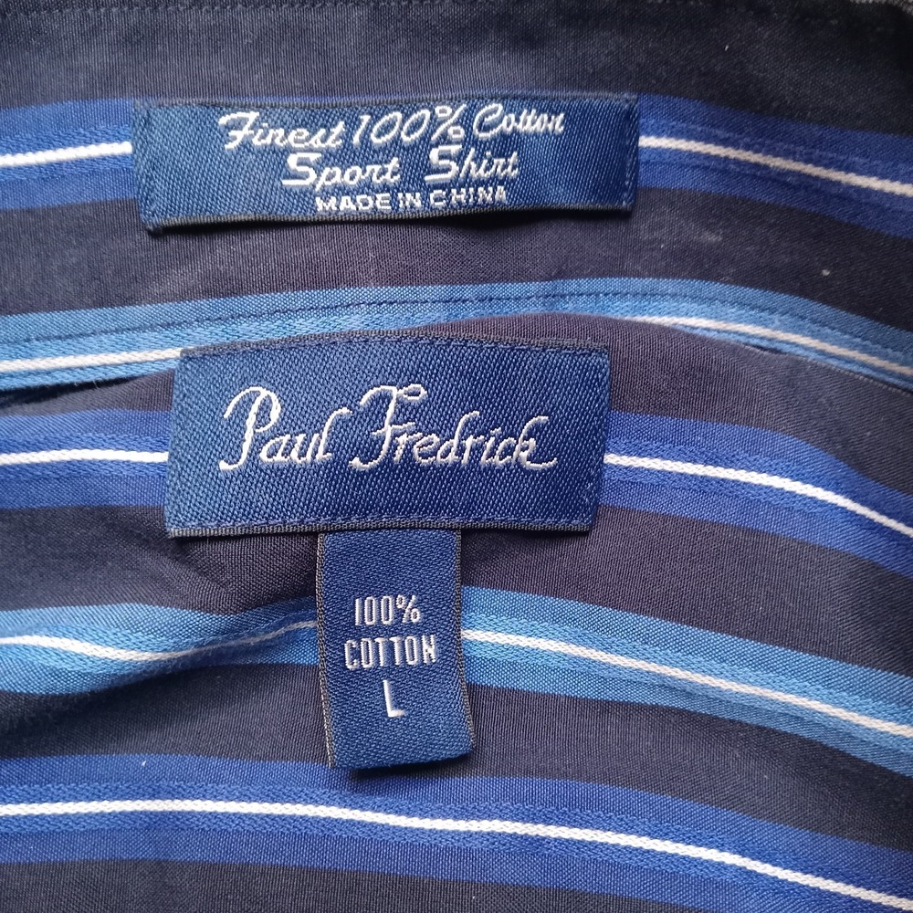 Paul Fredrick Sport Shirt Long Sleeve Button Up Men's Large Blue - Picture 3 of 5